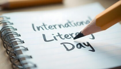 International Literacy Day graphic featuring books and educational symbols, highlighting the importance of reading and learning