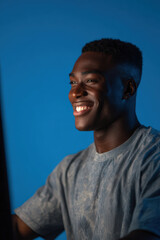 Fototapeta premium teenager confidently engages in creative video editing process using ai tools