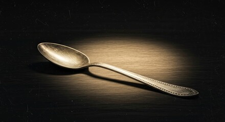 Vintage silver spoon on wooden table