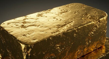 Shiny gold bar with textured surface