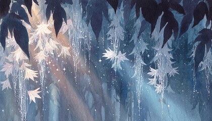 DOSSEL DE FOLHAS ILUMINADO: VISÃO DE BAIXO PARA CIMA