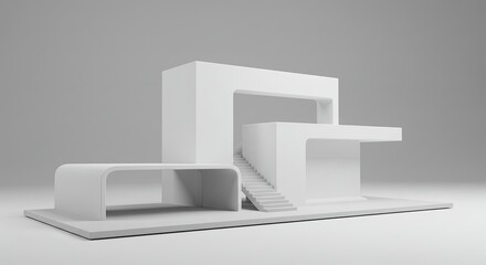 Minimal white modern architectural model