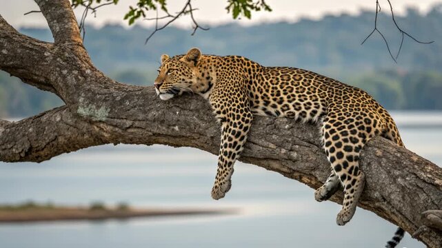 leopard on  the tree