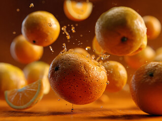 Vibrant Juicy Orange Fruit Splash Photography Citrus Fresh Healthy Organic Ripe Natural Vitamin Meal Farm Food Delicious Beverages Smoothies Drip Refreshing Colorful Texture Summer Market Plentiful