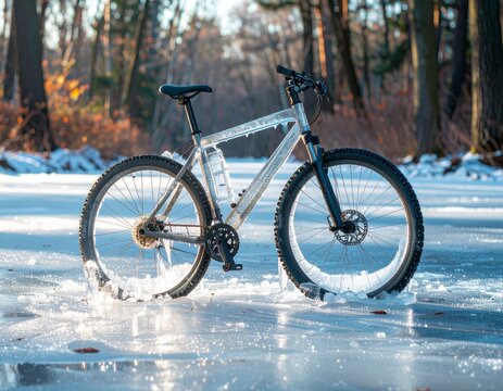 Ice bike: Seen melting during the day.
