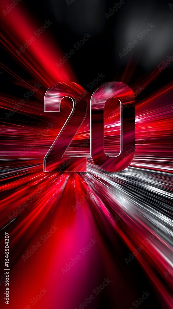 Poster red speed lines with number 20