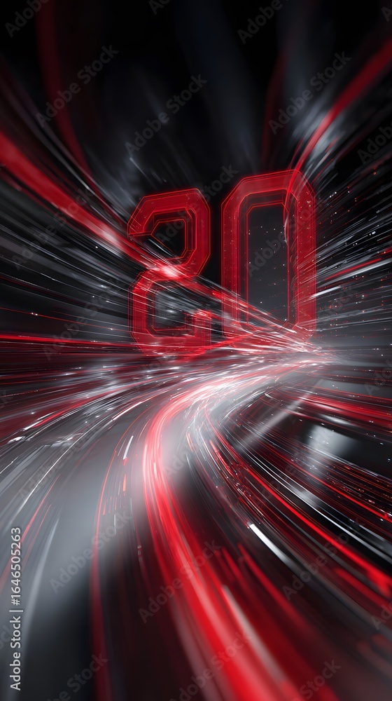 Poster red number 20 with speed lines