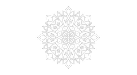 Elegant light grey mandala circular ornament. Ethnic floral geometric pattern. Vector design element for yoga and spiritual concepts.