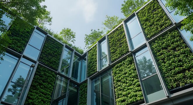 Architectural integration of greenery: sustainable building with green wall facade