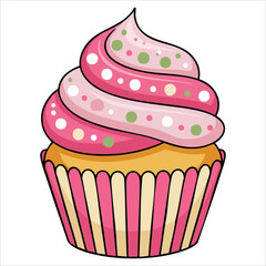 delicate rose cream topped dessert vector graphic plain