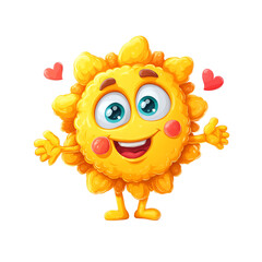 Fototapeta premium A cheerful cartoon sun character radiating joy and happiness with warm colors.