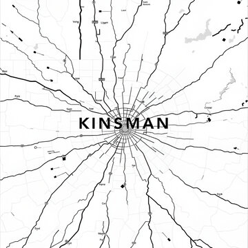 Kinsman Ohio. US street map with black and white lines.