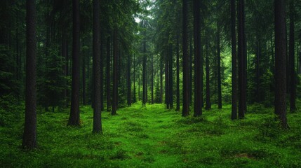 Obraz premium Enchanted Forest: A Serene Path Through Lush Greenery