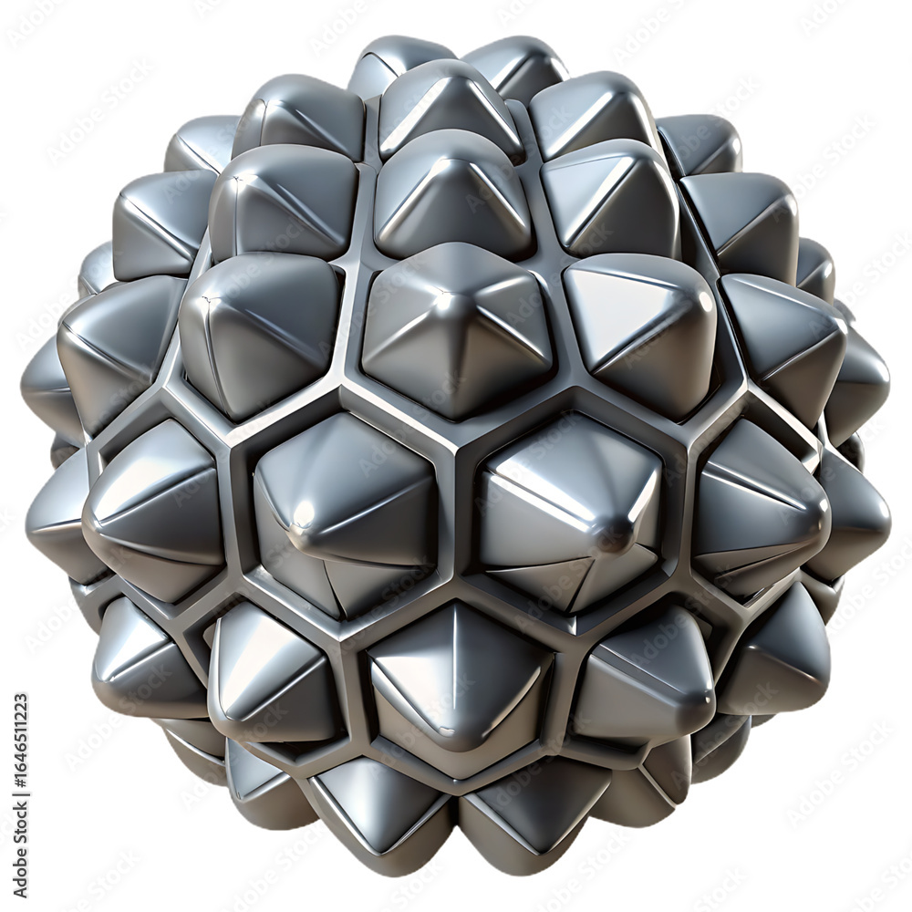 Aufkleber intricate geometric sphere composed of metallic pyramids and hexagons, showcasing a complex structur