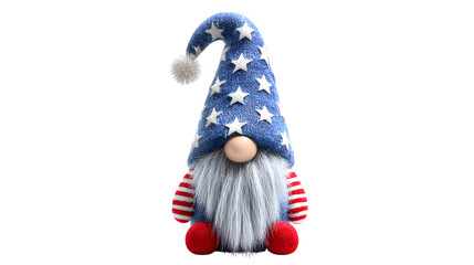 Adorable patriotic gnome with stars and stripes hat ready for festive celebrations