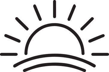 Stunning sunrise icon ideal for travel blogs, wellness apps, or minimalist website designs, conveying peace, hope and new beginnings with its vector aesthetic