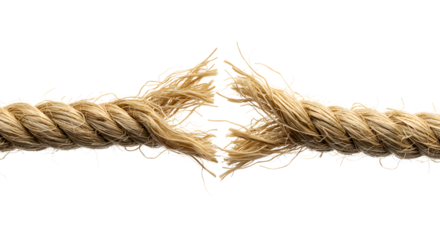 Stressed frayed rope showing the breaking point, symbolizing tension and resilience for business projects