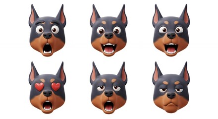 Fototapeta premium Dog head expressions set vector illustration
