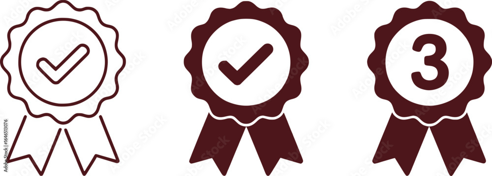 Poster three award ribbons depicting achievement success and recognition emphasizing various ranking levels