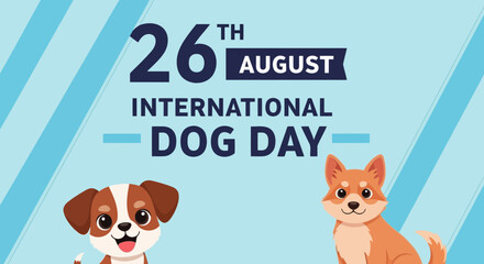 Vector art of celebrate international dog day on august 26th with cute illustrations of puppies and dogs, symbolizing friendship and companionship
