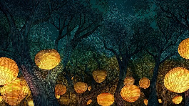 DOSEL ILUMINADO NOTURNO EM BOSQUE ENCANTADO