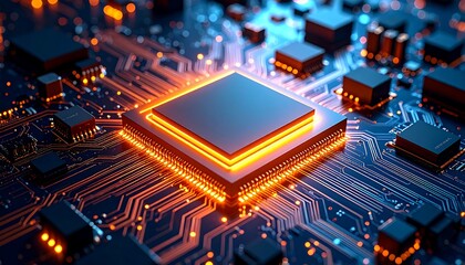 Obraz premium High-tech CPU on circuit board (2)