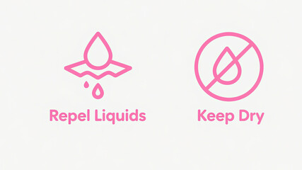 Fototapeta premium The liquid protection and keeping dry icon represents resisting liquid penetration and keeping items dry, used for outdoor equipment and daily protective scenarios.