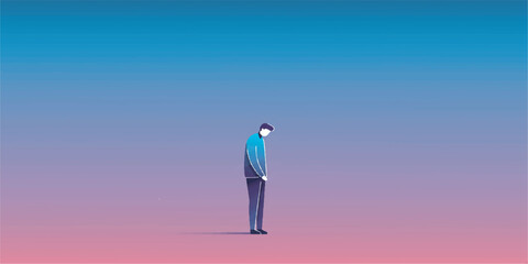 Obraz premium High-quality vector illustration symbolizing loneliness, with clean lines, solid colors, and smooth gradients.