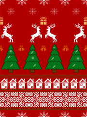 Christmas Scene with Santa Claus Reindeer and Festive Trees