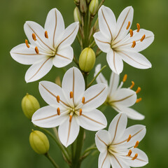 Fototapeta premium Close-Up of Asphodelus Albus White Flowers with Green Buds