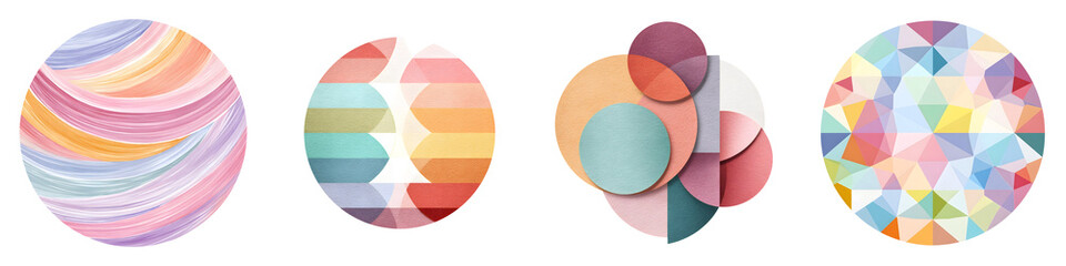 Abstract Geometric Circle Designs Set on White