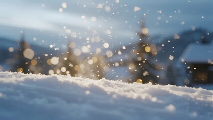 Fototapeta premium Snowy Landscape with Sunlight Sparkles