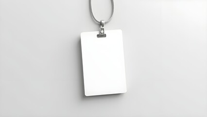 Blank White ID Badge Mockup on a Light Gray Background