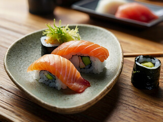 綺麗に盛り付けられたお寿司