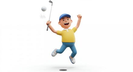 Cartoon golfer celebrating a shot