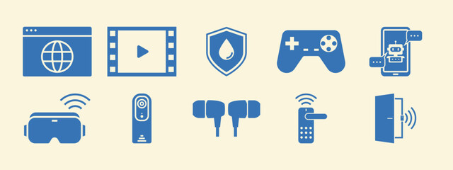 Technology icons set. Glyph icons concept. Solid vector icons. Flat vector illustration.