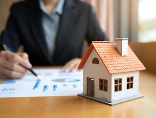A businessperson analyzes real estate data