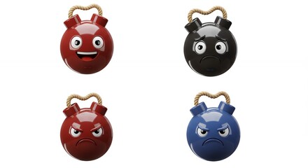 Obraz premium Four angry pig shaped objects