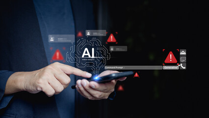 AI interface displays prompt error and warning alerts, managing incorrect outputs and hallucination...