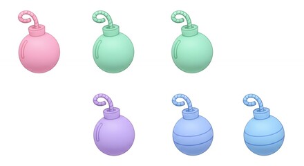 Pastel colored bomb icons