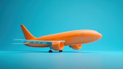 Orange Airplane on a Blue Background: A Minimalist Travel Concept