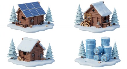 Winter cabin structures 3 d models