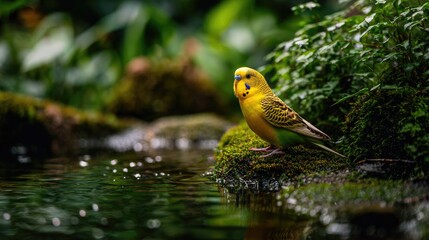 Yellow Budgie Water Feature Lush