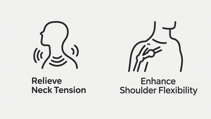 The icon for relieving neck tension and enhancing shoulder flexibility represents relaxing neck muscles and improving shoulder mobility, used for rehabilitation therapy and daily relaxation scenarios.
