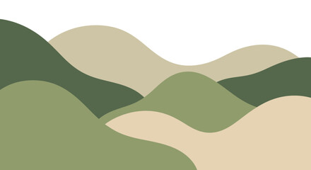 Stylized rolling hills landscape with earth-tone palette illustration