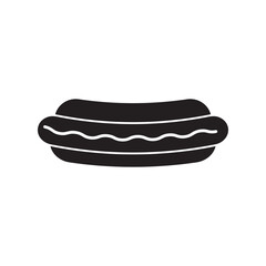 Hot dog icon Black and white logo vector simple illustration for web and app..eps