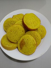 Traditional Indonesian Bika Cake in White Bowl