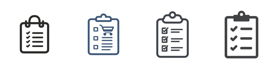 Fototapeta premium Minimalist Clipboard Checklist Icon Set: Task Management Symbols