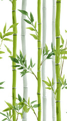 Naklejka premium Zen bamboo stalks on white creating peaceful minimalist meditation space