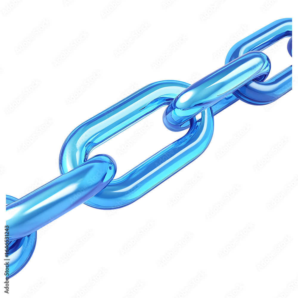 Fototapete interlocking blue chain links a detailed 3d render of connected elements with glossy texture on a tr